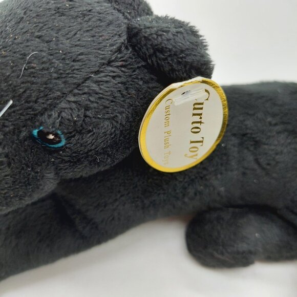Curto Toy Black Panther Plush 10" Laydown Stuffed Animal Sewn Blue Eyes - Picture 8 of 9